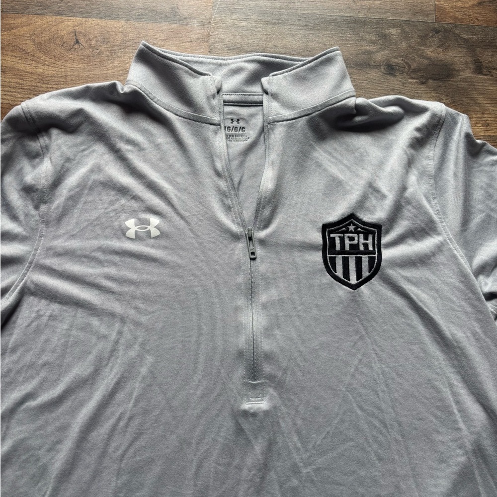 Under Armour Light Gray Quarter-Zip Performance Pullover with TPH Crest